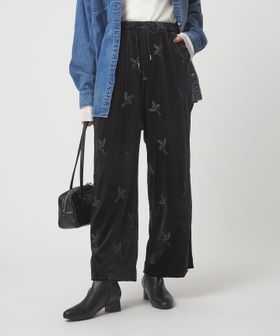 green label relaxing/ベロア シシュウ パンツ/イージーパンツ