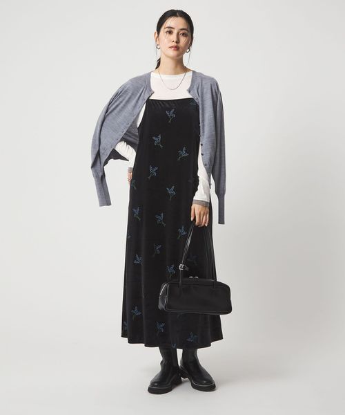 green label relaxing/ベロア シシュウ キャミソール ワンピース/キャミソールワンピース