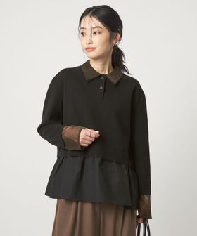 green label relaxing/ポロニット ドッキング プルオーバー/ニット / セーター