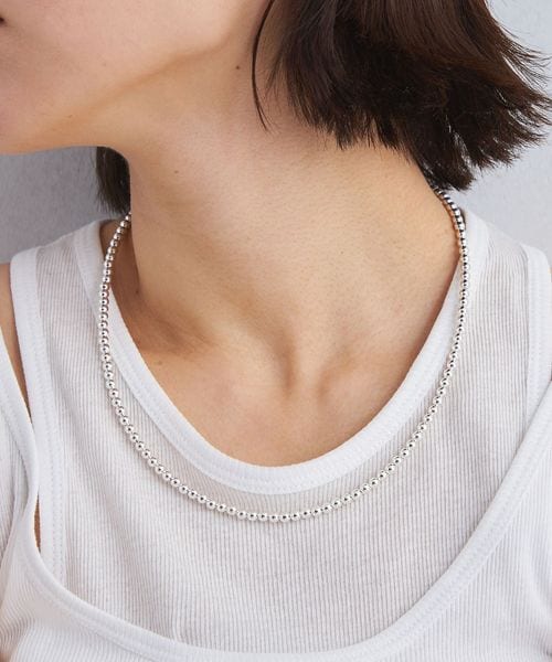 ナバホパール　約50cm ナバホパール4mm玉50cmネックレス✶シルバー925silver