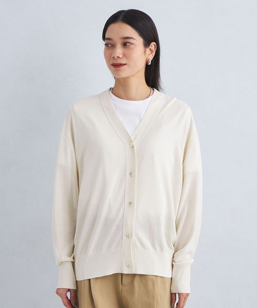 【今期】UNITED ARROWS シルク コットン カーディガン UNITED ARROWS｜コットンシルク 18G クルーネック カーディガン