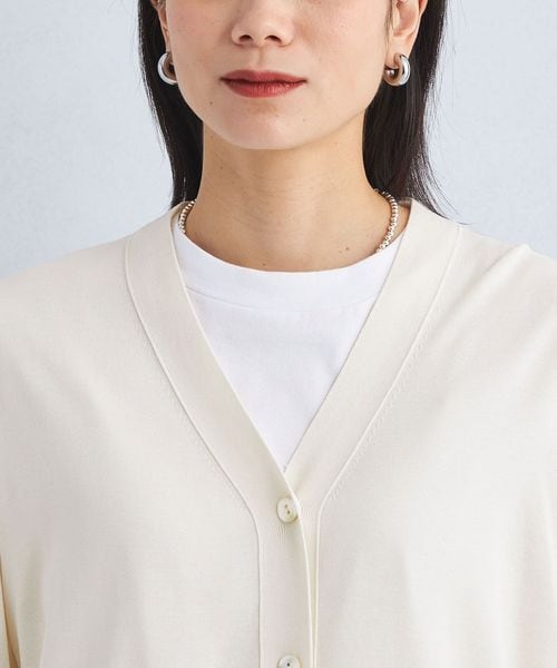 シルクVネックカーディガン　オフホワイト UNITED ARROWS カーディガン シルクリブ Vネック レディース
