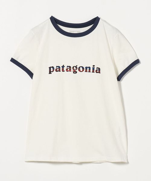 patagonia＞ウィメンズ '73 テキスト ロゴ リンガー Tシャツ