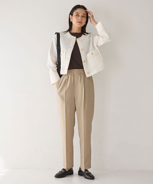 美品✨アクリス レースノーカラージャケット裏地シルク100% ダブルジップ 美品✨アクリス レースノーカラージャケット裏地シルク100