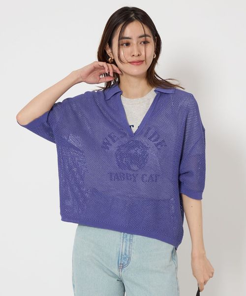 green label relaxing/メッシュ スキッパー ニット プルオーバー/ニット / セーター