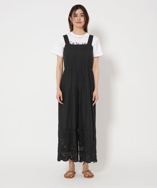 green label relaxing レース オールインワン　ブラック green label relaxing（グリーンレーベルリラクシング）の