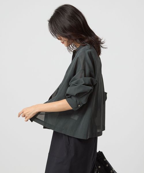 ブラウス シャツ ソモウライク シアー バンドカラー シャツ レディース hunch ブラウス シャツ 「WEB限定/別注」バンドカラー シアー