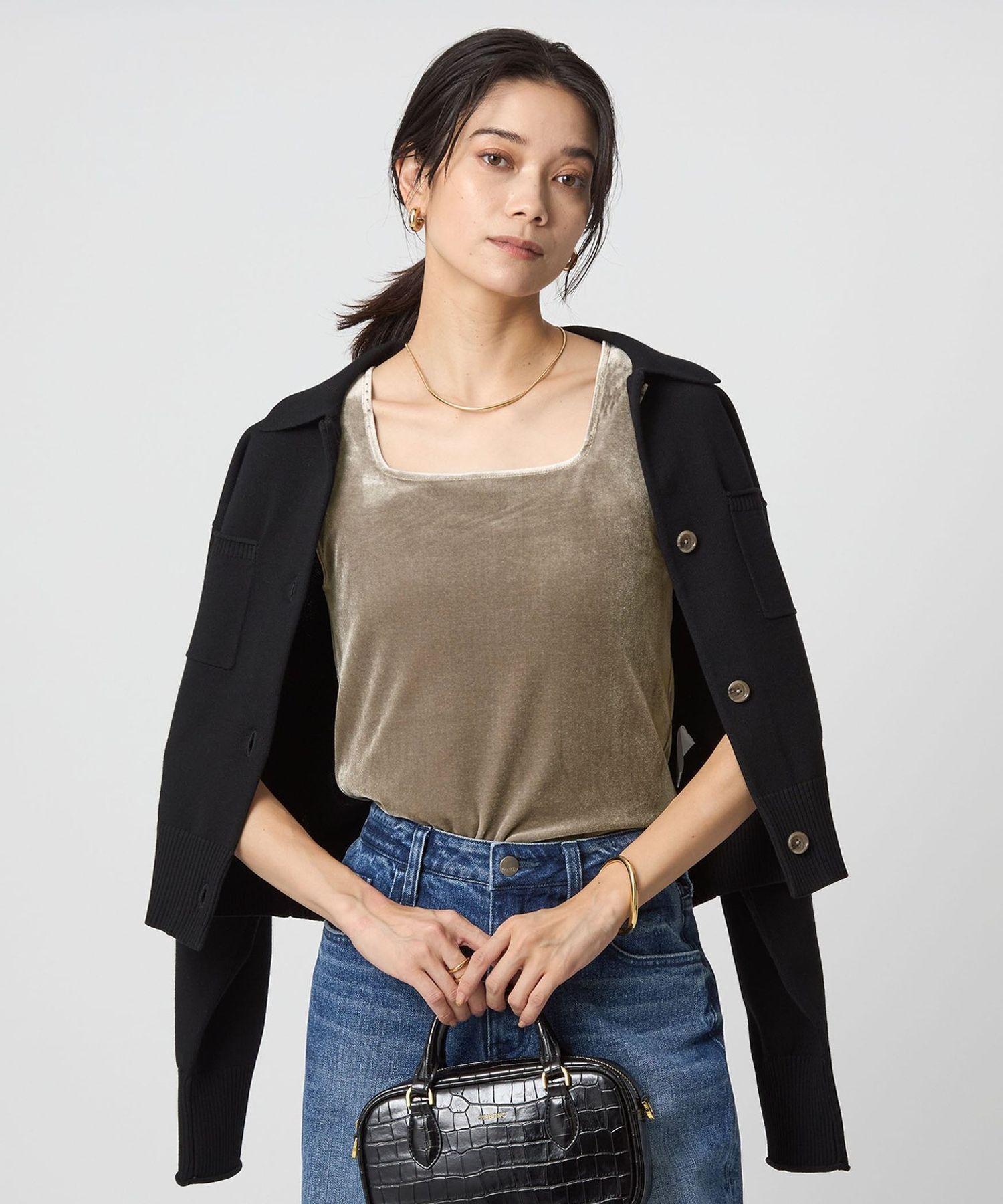 ER emma ベロアタンクトップ　クリーム　新品未使用 ベロア タンクトップ