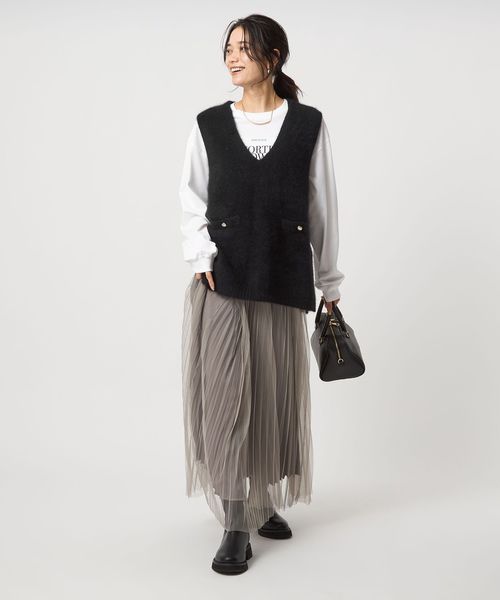 ヘアリー ニット ベスト