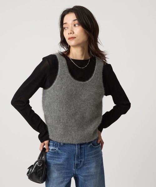 ヘアリー ニット キャミソール