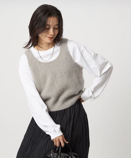 完売 22AW ユナイテッドアローズ GLR ヘアリーニット キャミソール 茶 完売 22AW ユナイテッドアローズ GLR ヘアリーニット