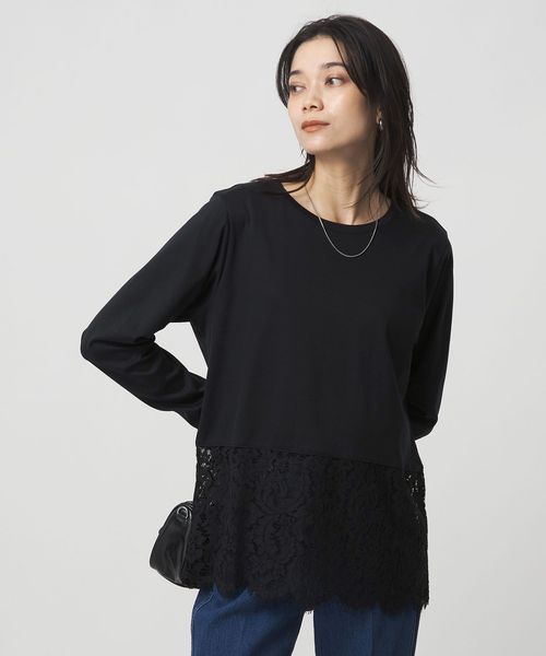 green label relaxing/スソ レース プルオーバー/Tシャツ / カットソー