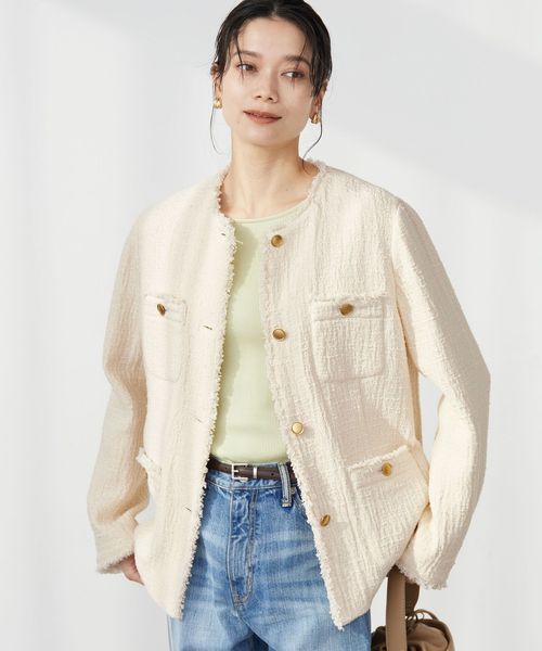 green label relaxing/［size SHORTあり］Bisentino ノーカラー ジャケット/ノーカラージャケット