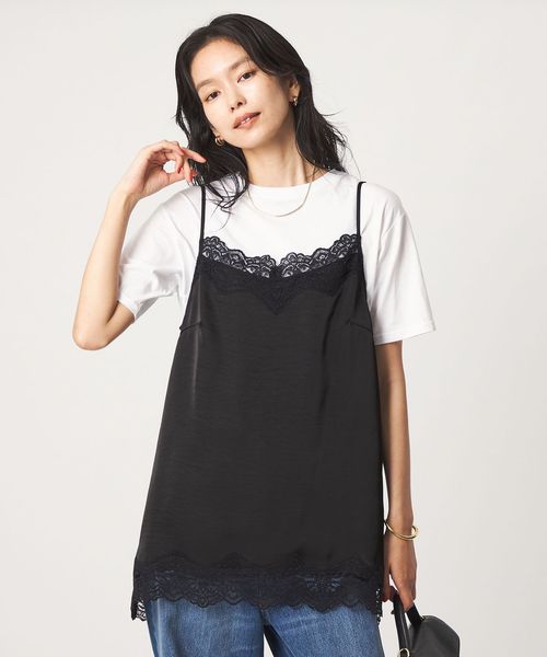 green label relaxing/【WEB限定】＜at ease＞レースキャミ × Tシャツ セット/Tシャツ / カットソー