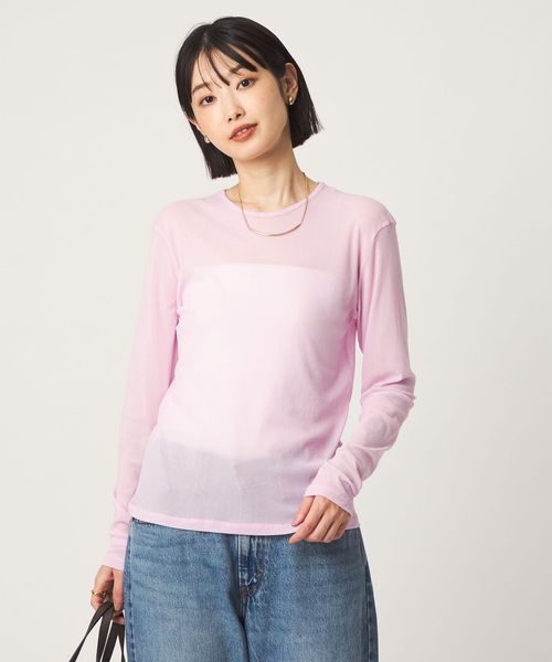 green label relaxing/チュール シアー クルーネック プルオーバー カットソー/Tシャツ / カットソー