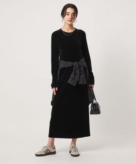 green label relaxing/［size SHORTあり］ベロア ロングスリーブ ワンピース/ワンピース