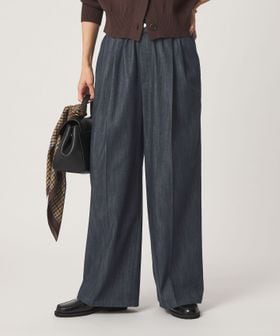 green label relaxing/［size SHORT/TALLあり］ニーハイワイド パンツ デニム ストレッチ/デニムパンツ