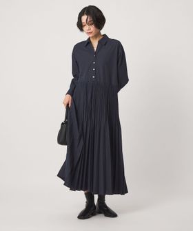green label relaxing/［size SHORT/TALLあり］ワッシャー プリーツ ロングスリーブ ワンピース/ワンピース