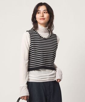 green label relaxing/フェイクパール ボタン ニット ベスト ウォッシャブル/ベスト