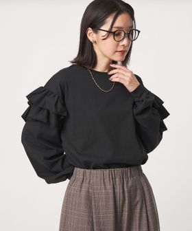 green label relaxing/【WEB限定】＜at ease＞ソデ フリル ロングスリーブ プルオーバー カットソー/Tシャツ / カットソー
