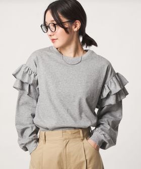 green label relaxing/【WEB限定】＜at ease＞ソデ フリル ロングスリーブ プルオーバー カットソー/Tシャツ / カットソー