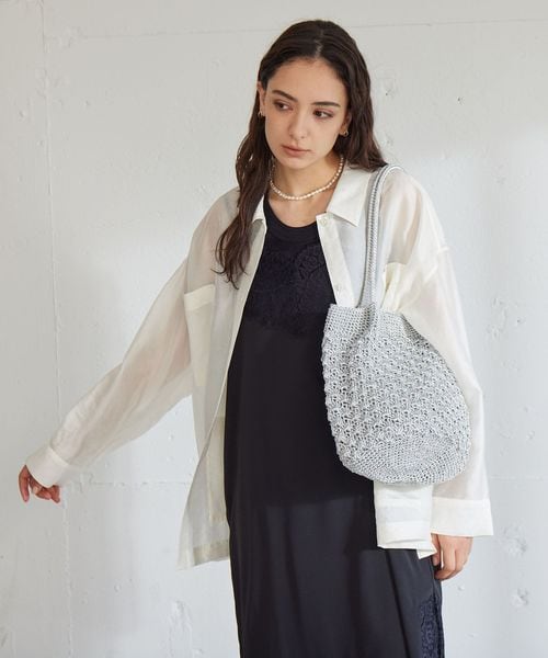 green label relaxing/メタリックヤーンレーシー トートバッグ / ショルダーバッグ/ショルダーバッグ