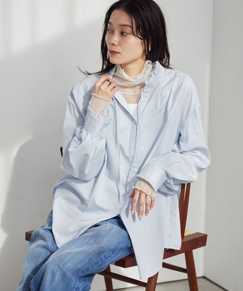 green label relaxing/［size SHORTあり］フリルネック ブラウス/シャツ / ブラウス