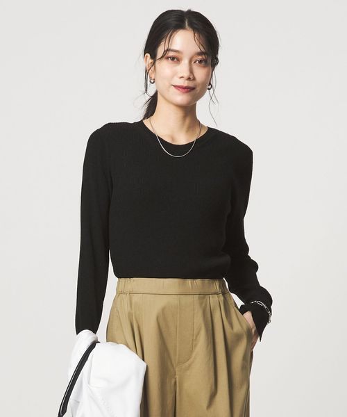 green label relaxing/リブ ニット クルーネック プルオーバー ウォッシャブル/ニット / セーター