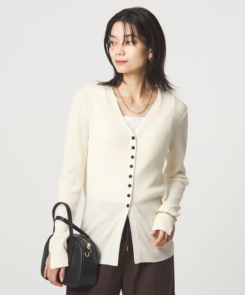 green label relaxing/リブ ニット Vネック カーディガン ウォッシャブル/カーディガン / ボレロ
