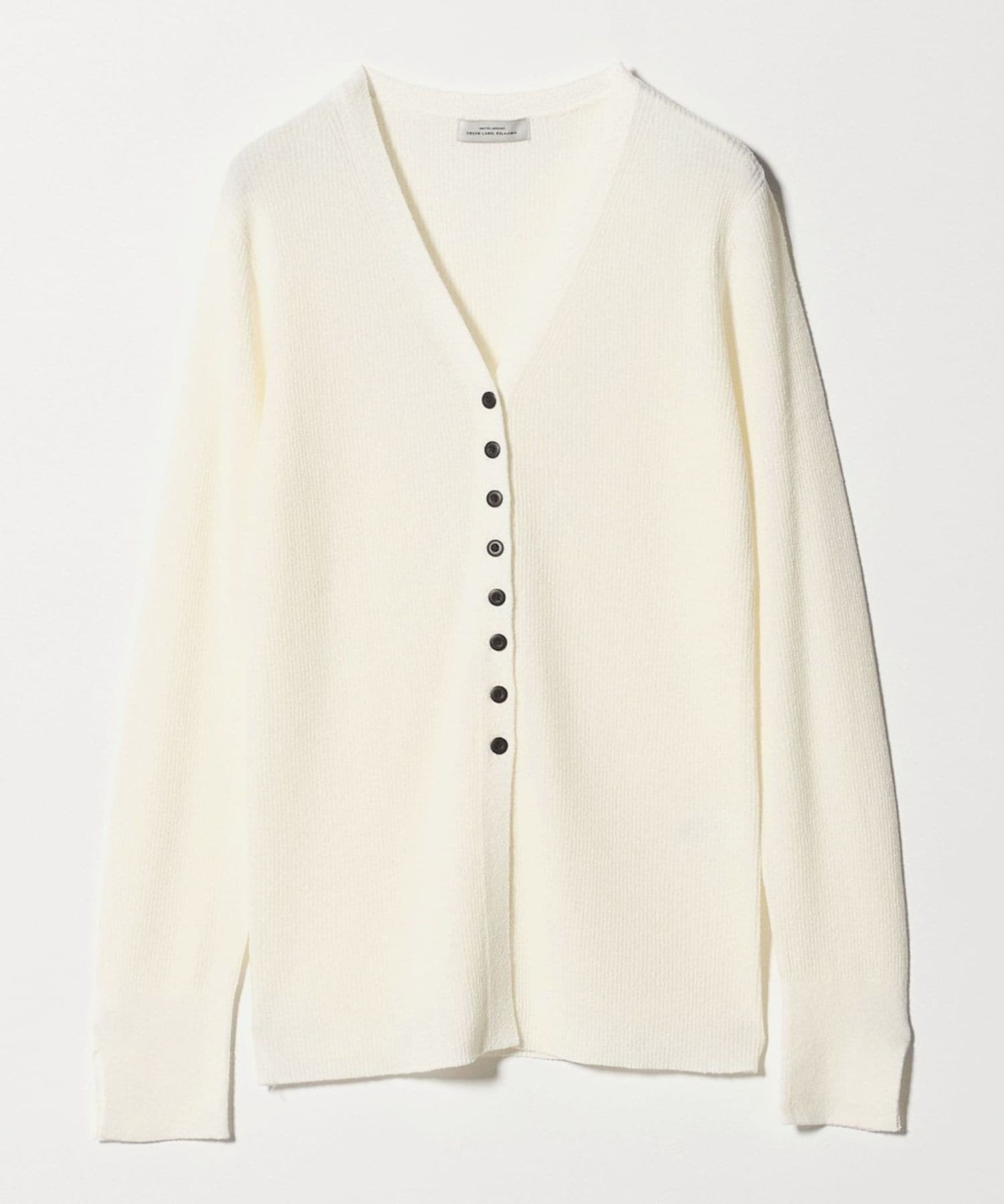 BLAMINK アイボリー Vネック カーディガン 36 リブ ニット Vネック カーディガン ウォッシャブル