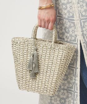 green label relaxing/2WAY メタリック ペーパーカゴバッグ/かごバッグ