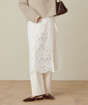 green label relaxing/レース レイヤード スカート/ひざ丈