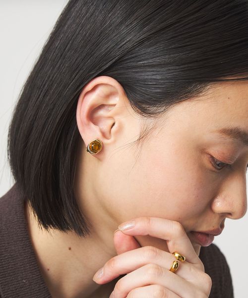 green label relaxing/オーバルマーブル＆メタルフレーム イヤリング/イヤリング