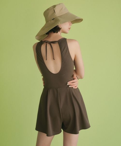 green label relaxing/ジョーゼット風 バックオープン オールインワン スイムウェア / 水着/水着