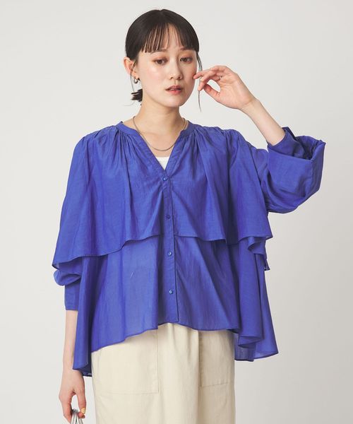 green label relaxing/［size SHORTあり］ボイル レイヤー ギャザー ブラウス/シャツ / ブラウス