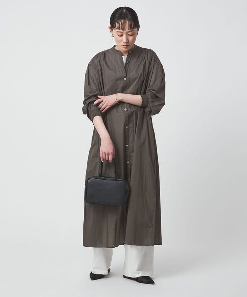 green label relaxing/ギャザー ソリッド シャツワンピース/ワンピース