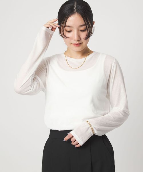 green label relaxing/【WEB限定】＜at ease＞シアー テンジク ロングスリーブ カットソー/Tシャツ / カットソー