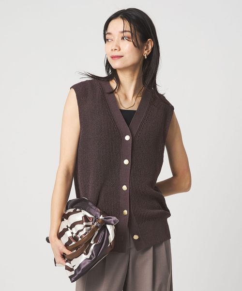 green label relaxing/ペーパー ニット ジレ ウォッシャブル/ベスト