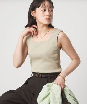 green label relaxing/デコルテ フライス タンクトップ 抗菌/タンクトップ / キャミソール