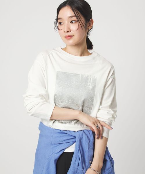 green label relaxing/【WEB限定】＜at ease＞メタリックプリント ロングスリーブ カットソー/Tシャツ / カットソー