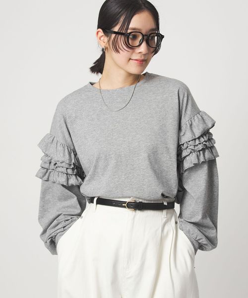 green label relaxing/【WEB限定】＜at ease＞袖フリル プルオーバー カットソー/Tシャツ / カットソー