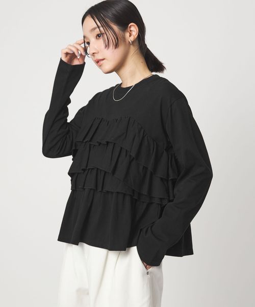 green label relaxing/【WEB限定】＜at ease＞フロント フリル プルオーバー カットソー/Tシャツ / カットソー