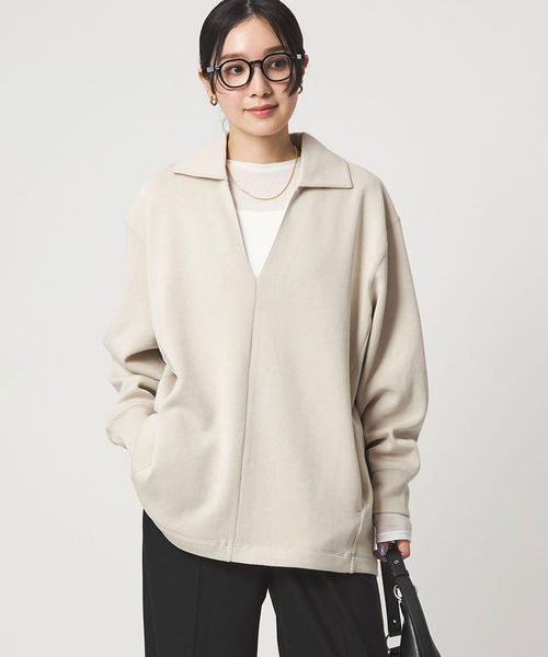 green label relaxing/【WEB限定】＜at ease＞ダブルフェイス エリツキ プルオーバー カットソー/Tシャツ / カットソー