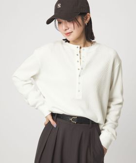 green label relaxing/【WEB限定】＜at ease＞ワッフル ヘンリーネック ロングスリーブ カットソー/Tシャツ / カットソー