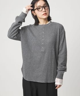 green label relaxing/【WEB限定】＜at ease＞ワッフル ヘンリーネック ロングスリーブ カットソー/Tシャツ / カットソー