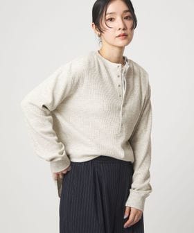 green label relaxing/【WEB限定】＜at ease＞ワッフル ヘンリーネック ロングスリーブ カットソー/Tシャツ / カットソー