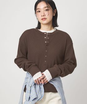 green label relaxing/【WEB限定】＜at ease＞ワッフル ヘンリーネック ロングスリーブ カットソー/Tシャツ / カットソー