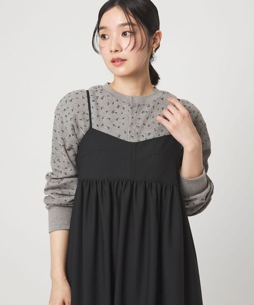 green label relaxing/＜at ease＞ワッフル ヘンリーネック  フラワープリント カットソー/Tシャツ / カットソー