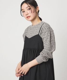 green label relaxing/【WEB限定】＜at ease＞ワッフル ヘンリーネック  フラワープリント カットソー/Tシャツ / カットソー