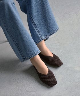 green label relaxing/ウェルネスシアー スクエア V フラットシューズ / ニットシューズ/フラットシューズ